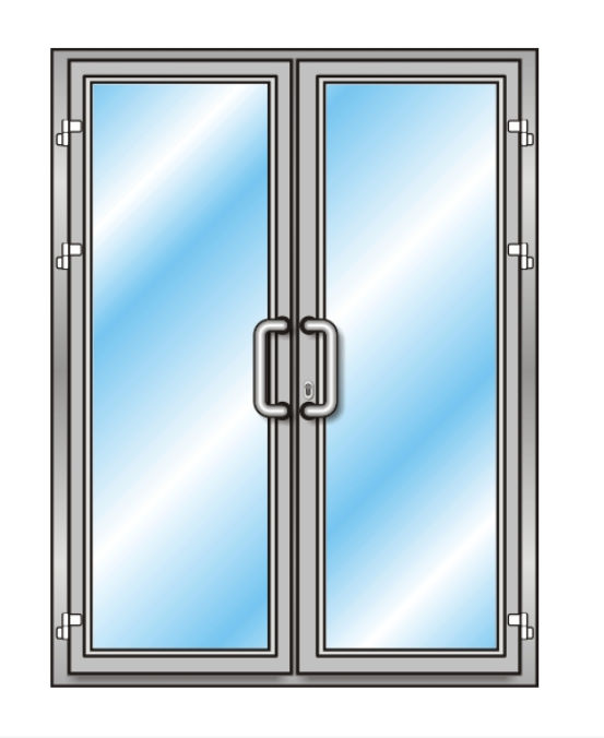 Алюминиевая дверь со стеклом двухстворчатая