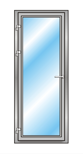 Алюминиевая дверь одностворчатая со стеклом